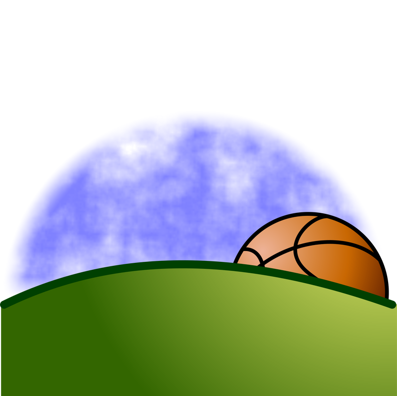 a basketball behind a hill